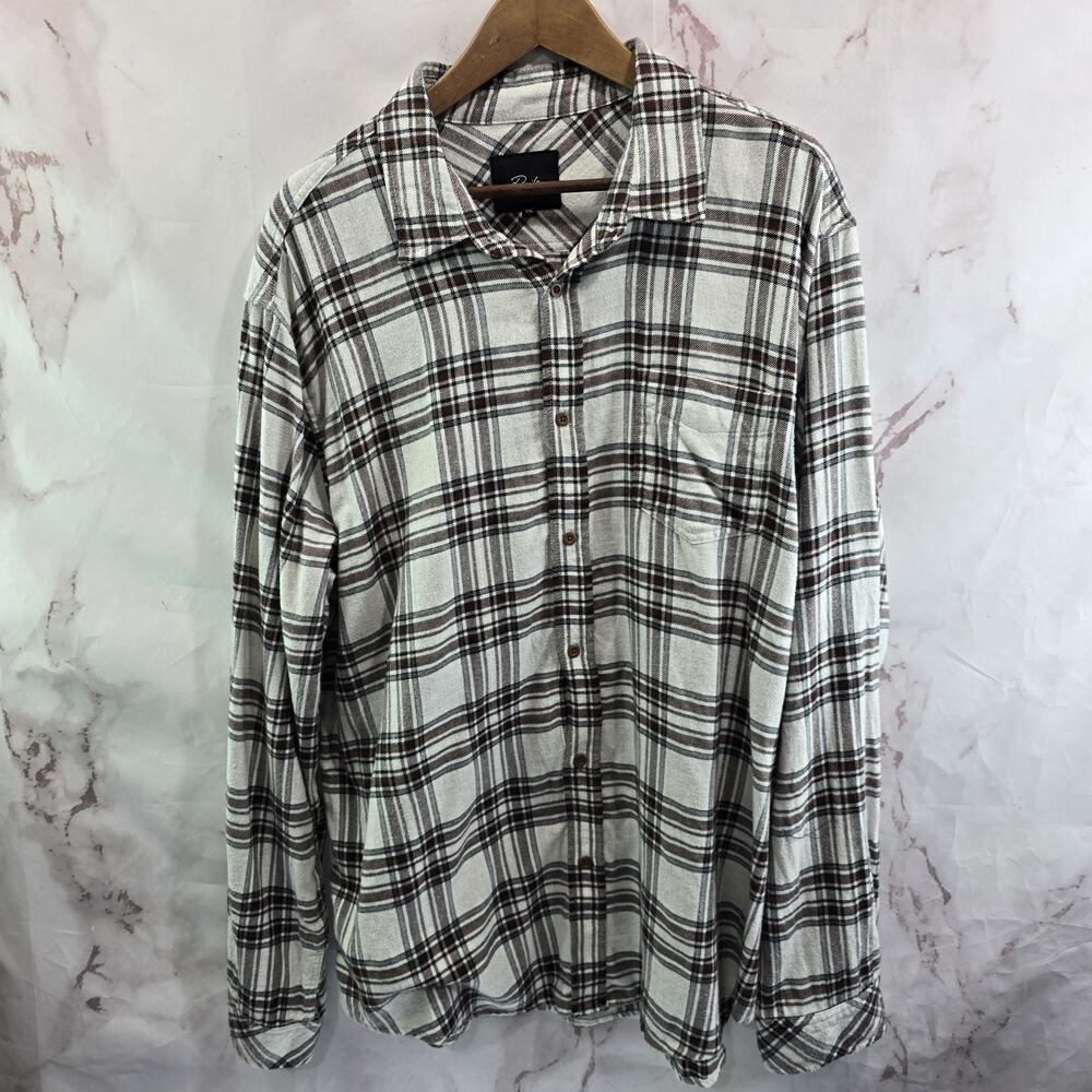 Rails Shirt Mens XXL Sussex Cream Flannel Plaid Button Up Oat Gray Brick